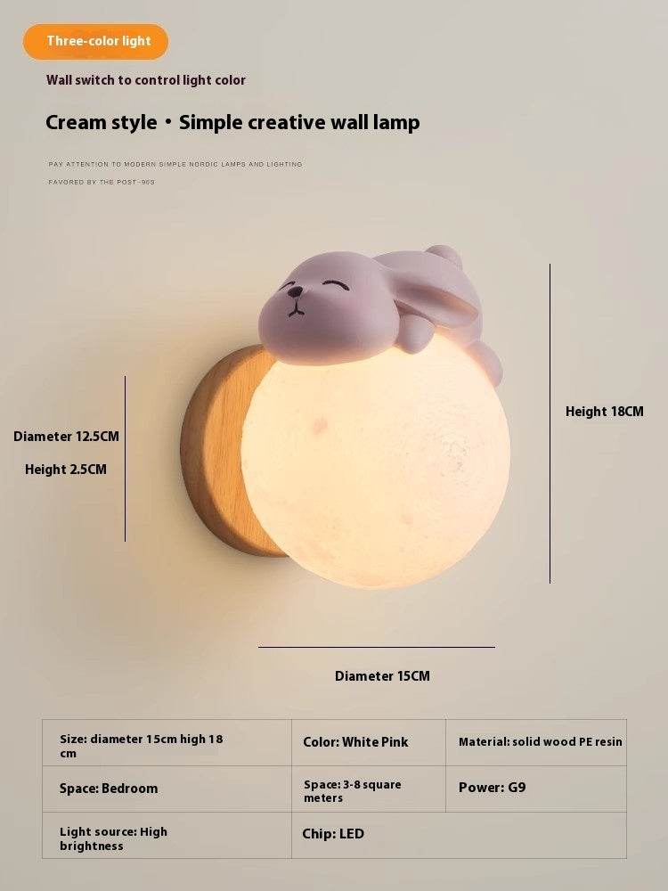Moon Wall Lamp Nordic Creative Children's Room Lamp Bedroom Bedside Lamp - Mubimart