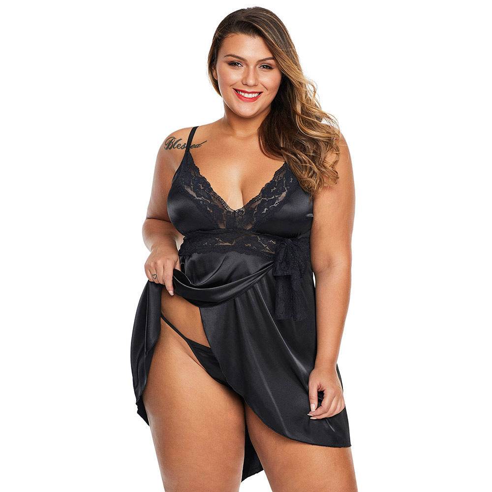 Plus Size Sexy Lingerie Homewear Women's Lace Lace Pajamas For Fat Girls - Mubimart