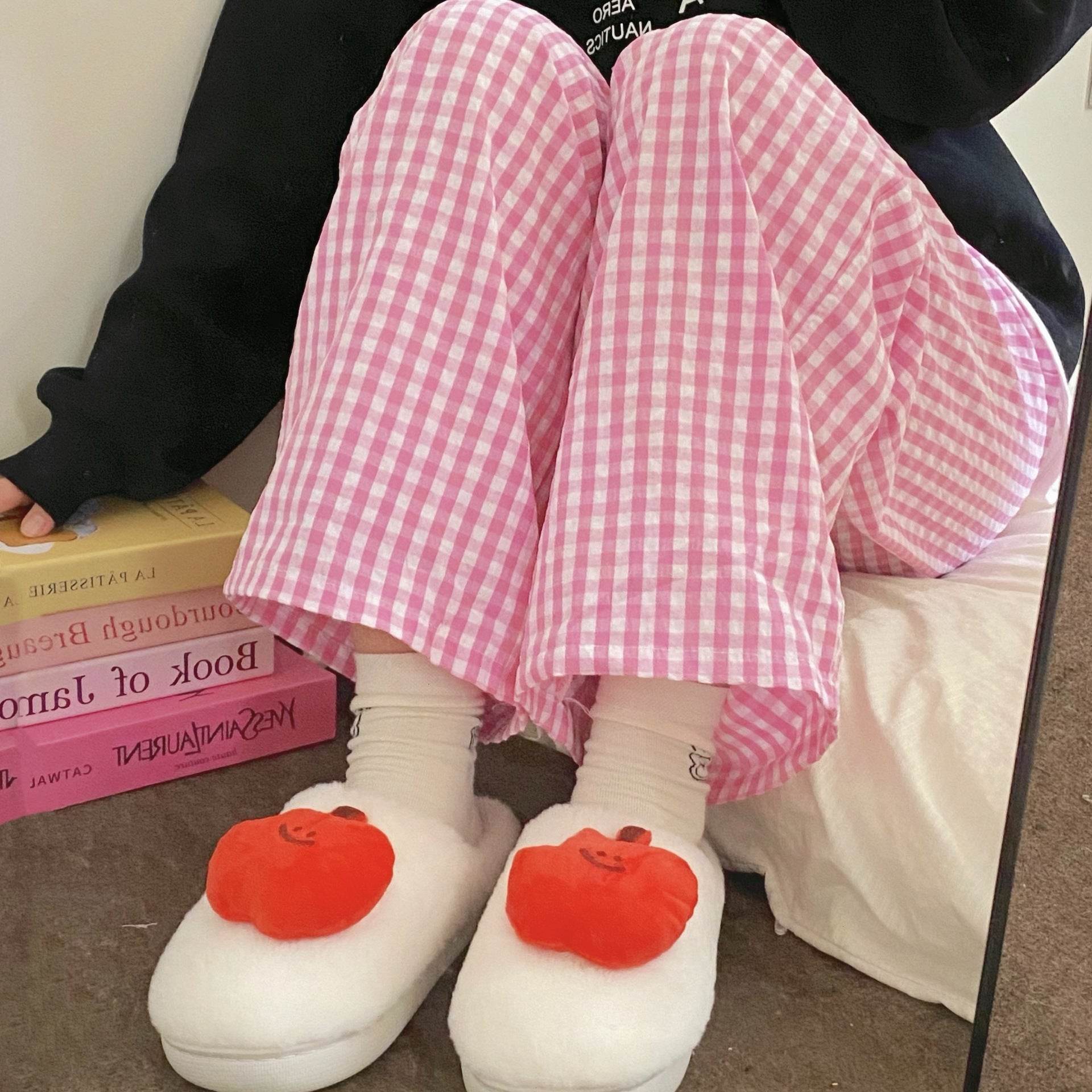 Cute Cartoon Plush Slippers Winter Warm Fleece Shoes Indoor Bedroom Floor Home Slipper For Women - Mubimart