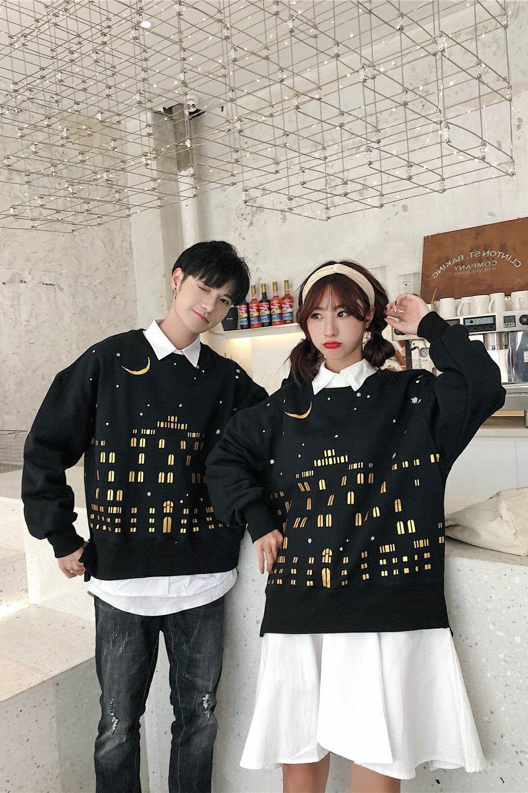 Coat Constellation Loose Plus Size Sweatshirt - Mubimart