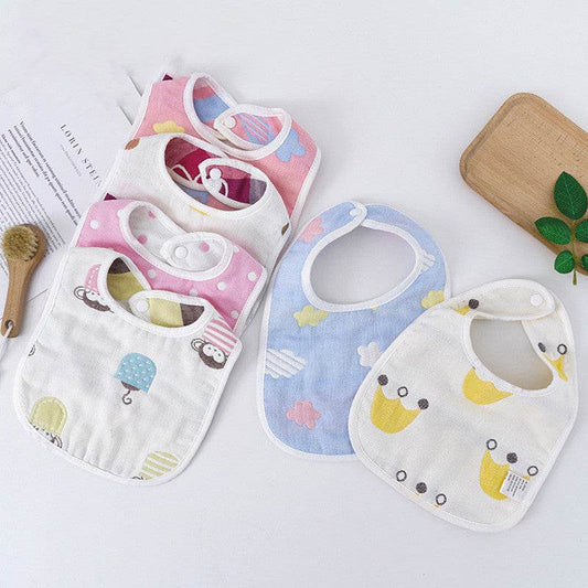 U-shaped Bib Children's 6-layer Cotton Gauze Bib Cartoon Custom Infant Baby Supplies 360 Rotating Bib - Mubimart