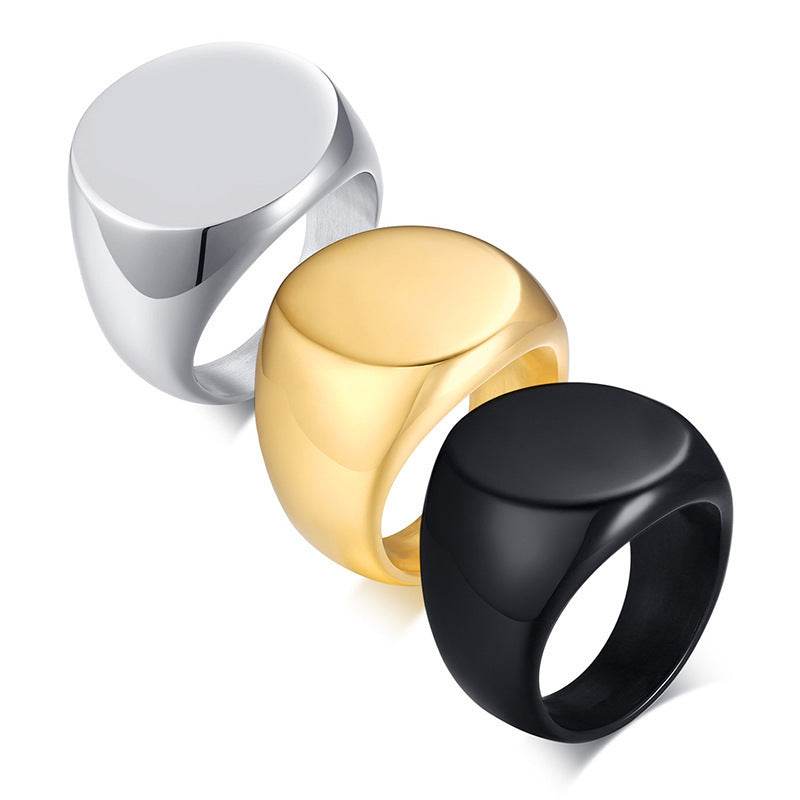 Round Ring Gold Men Fashion Trend - Mubimart