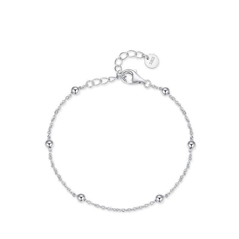 Sterling Silver Beaded Wire Bracelet For Women - Mubimart