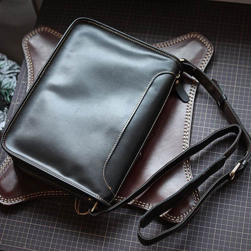 Mens Handmade Leather Casual Shoulder Crossbody Bag - Mubimart