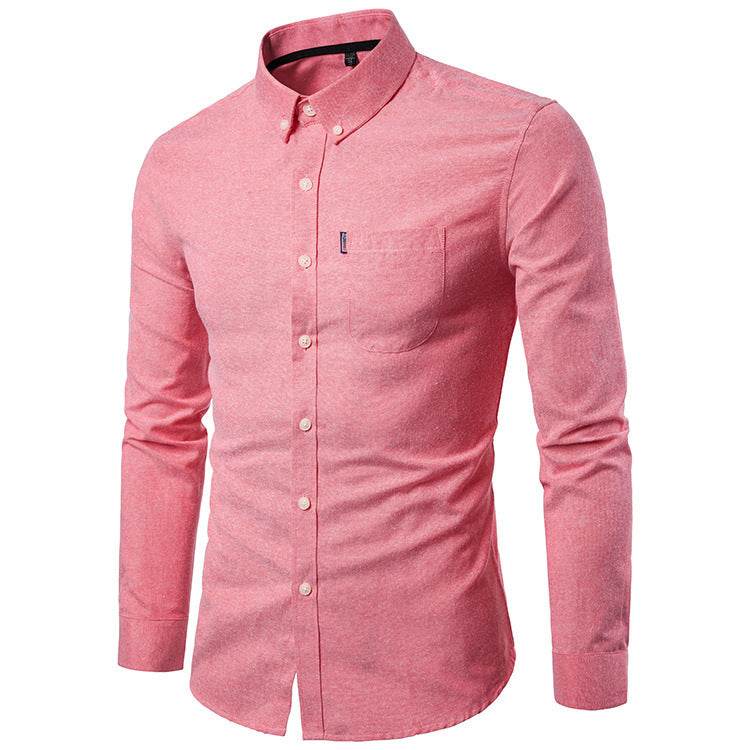 Men S Shirts Korean Men Slim Long Sleeve Dress Shirt - Mubimart