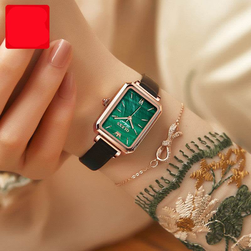 Oris Brand Watch Small Green Watch Waterproof Belt Ladies Watch Women - Mubimart
