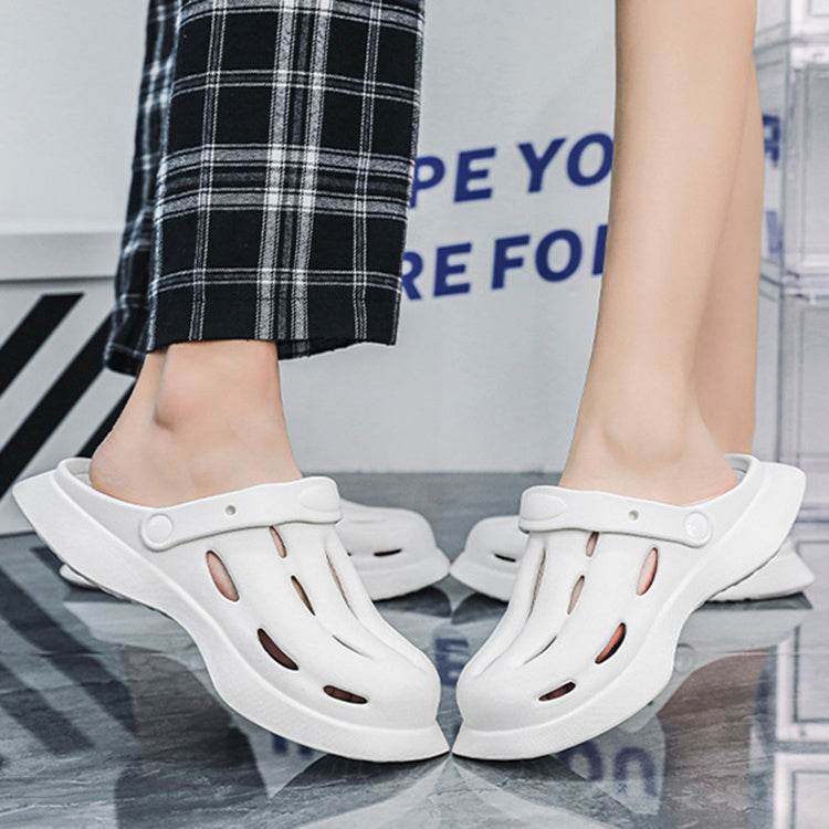Fashion Clogs Shoes Summer Ankle-wrap Slippers Garden Beach Shoes - Mubimart