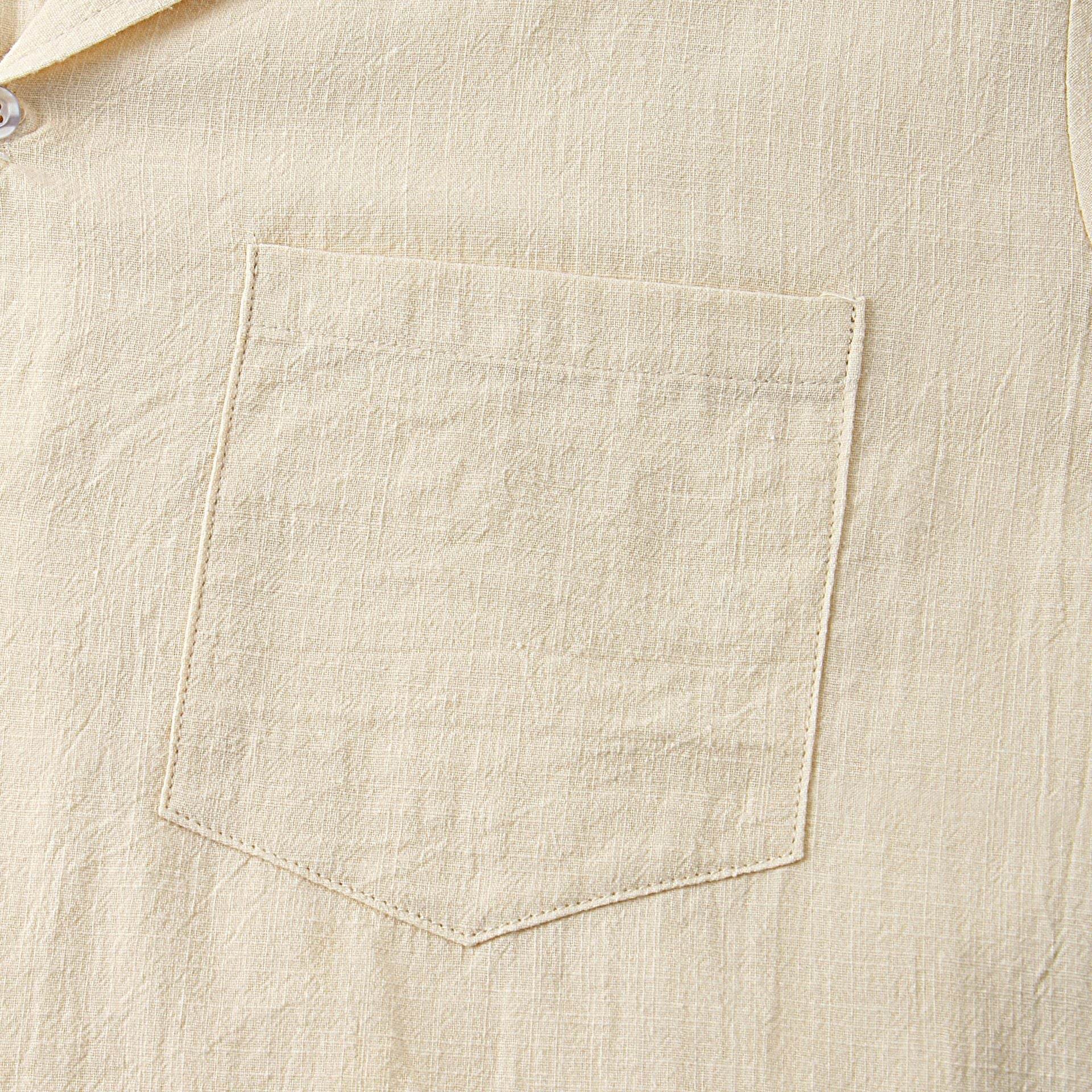 Cotton Linen Short Sleeve Shirt Men Linen Casual Half - Mubimart