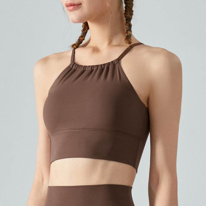 Front Collar Fold Movement Underwear Women With Chest Pad Workout Top - Mubimart