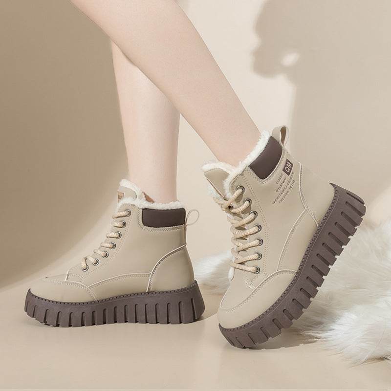 All-match Velvet Cotton Shoes Women's Shoes British Style Martin Female Boots Booties - Mubimart