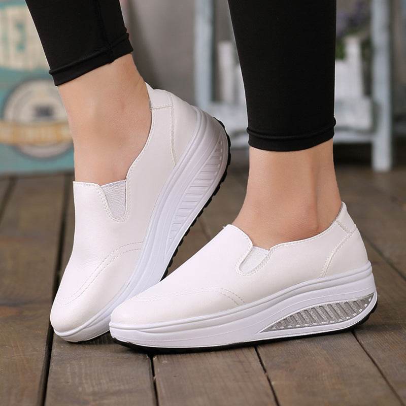 Spring And Autumn Loafers Women's Leather White Shoes Women - Mubimart