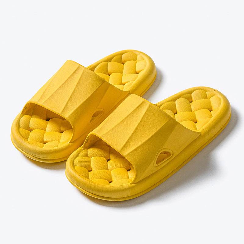 New Woven Texture Non-slip Slippers For Women Summer Indoor Floor Bathroom Home Slipper Men House Shoes - Mubimart
