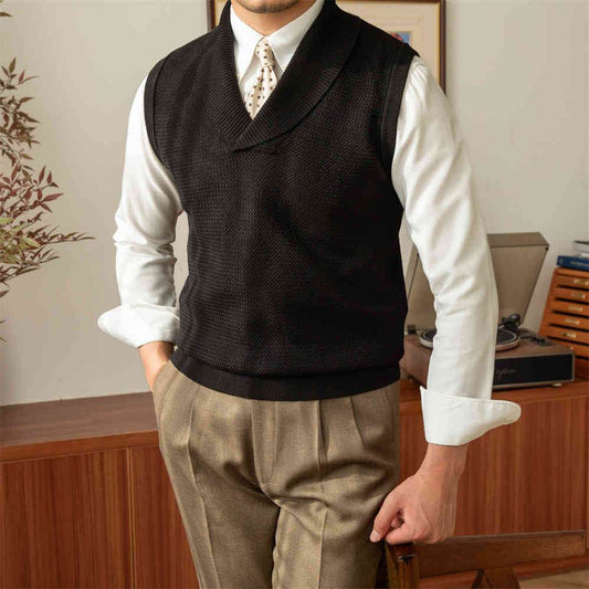 Casual Retro Warm Sweater Vest - Mubimart