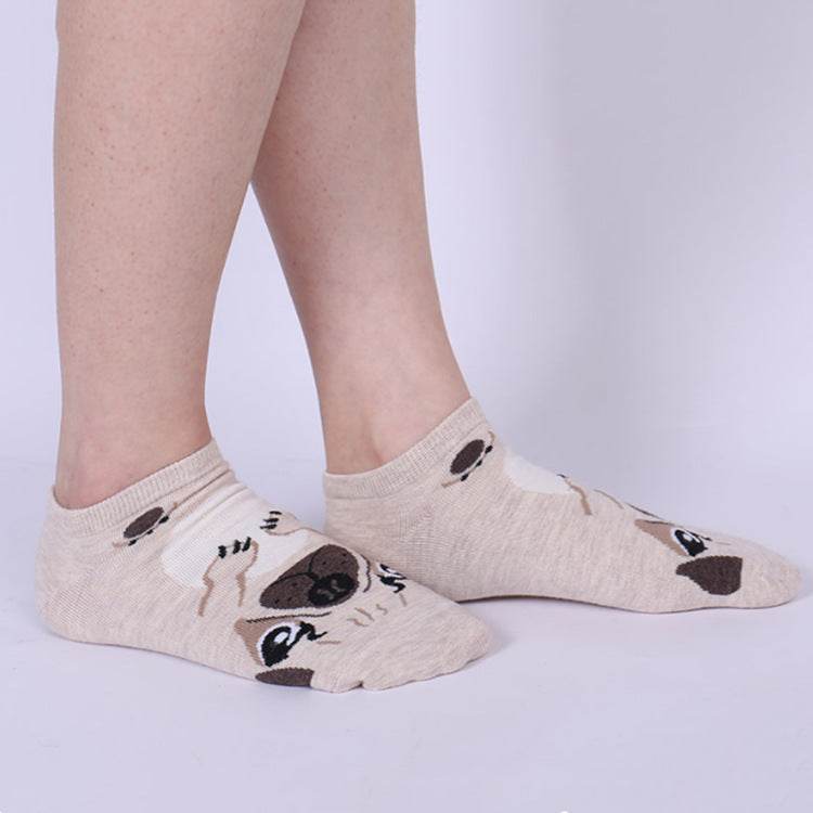 Socks Europe, America, Japan And South Korea Cartoon Straight Dog Invisible Low Cut Socks Cotton Comfortable Personality Socks For Women - Mubimart