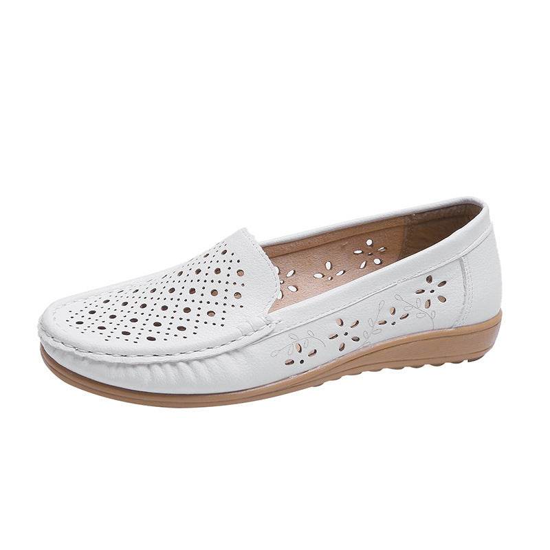 Women Loafers Hollow Out Breathable Anti Slip Flats Shoes - Mubimart
