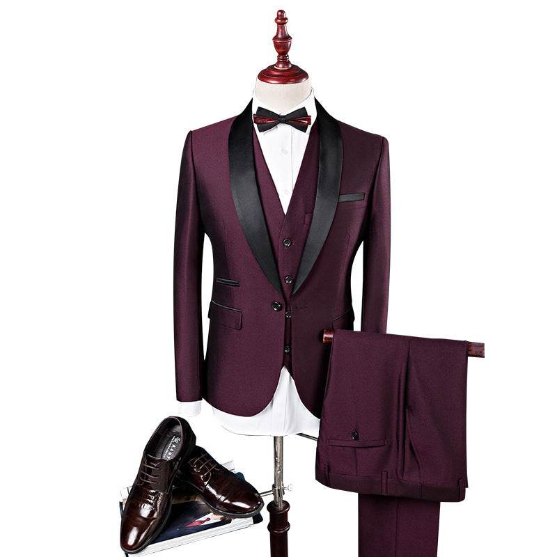 Men 3 Pieces Suit Set Men Wedding Suits Groom Tuxedos - Mubimart