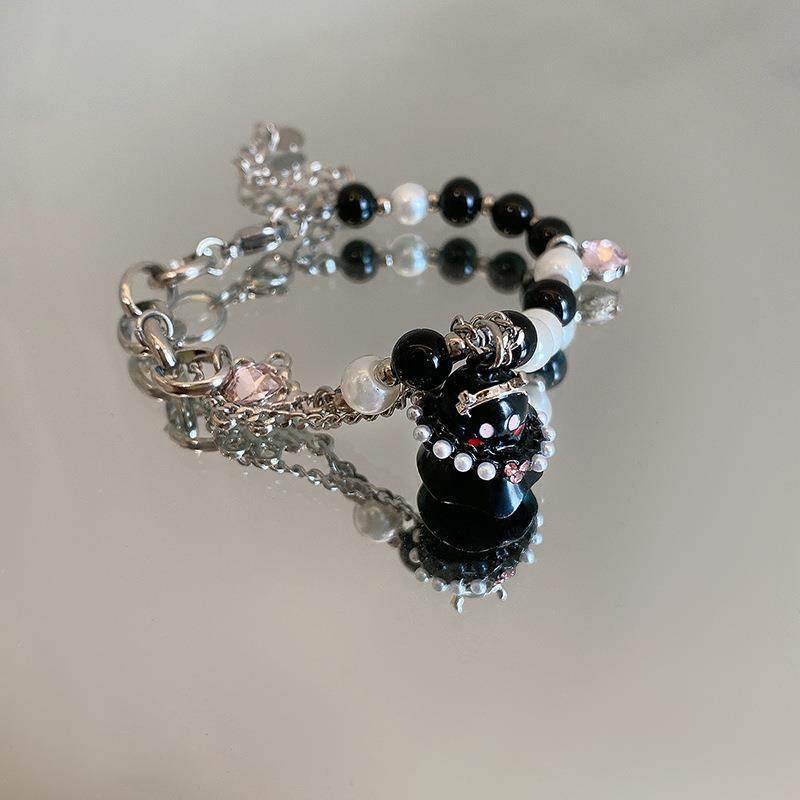 Black And White Small Ghost Beaded Bracelet For Women - Mubimart