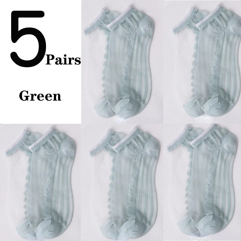 Women's Low-cut Liners Transparent Spun Glass Thin Socks - Mubimart -  