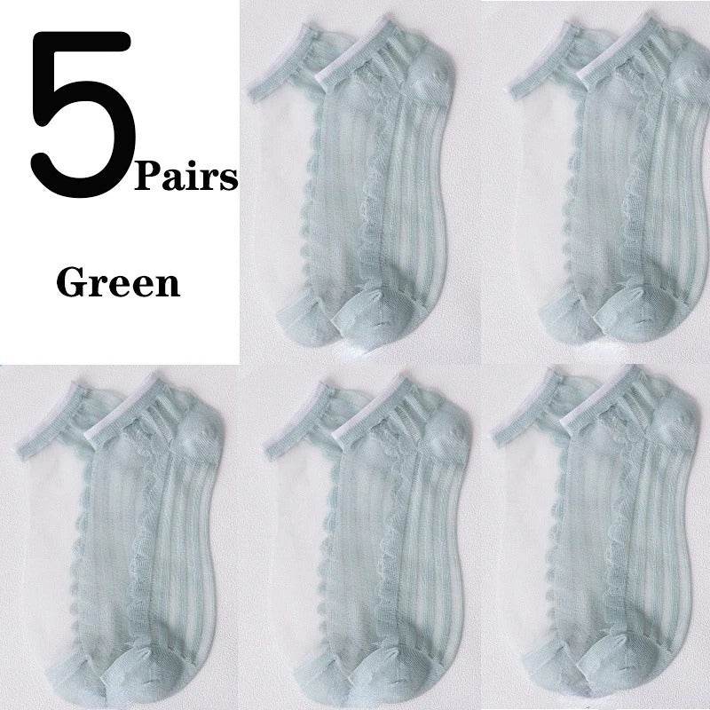 Women's Low-cut Liners Transparent Spun Glass Thin Socks - Mubimart