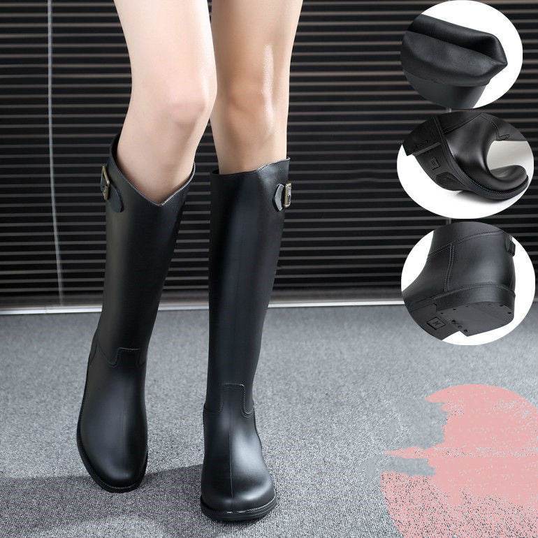 Matte Frosted All-match Tall Slim-fit Rain Boots - Mubimart
