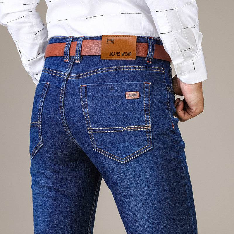 Slim Fit Elastic Straight Jeans - Mubimart
