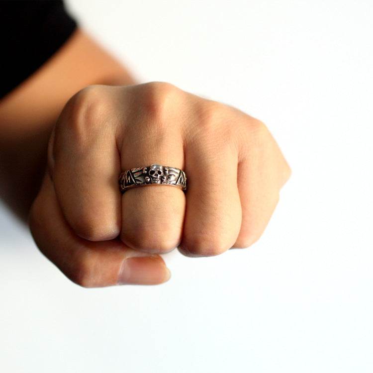 Mens Fashion Simple Sterling Silver Skull Ring - Mubimart