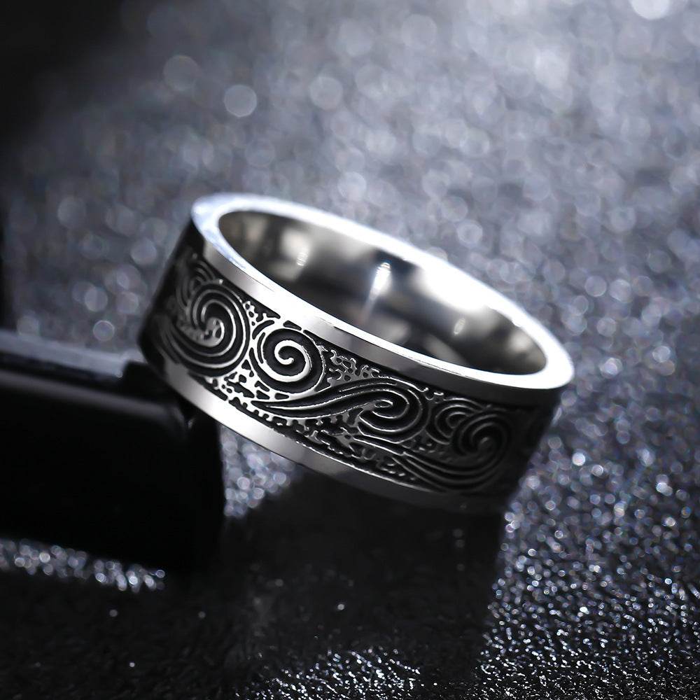 Titanium Steel Retro Men Ring - Mubimart