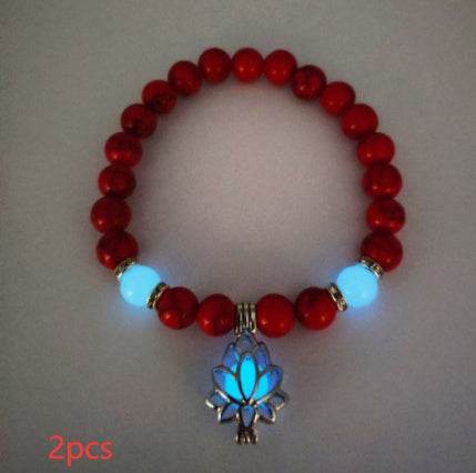 Energy Luminous Lotus Natural Stone Bracelet Yoga Healing Luminous Glow In The Dark Charm Beads Bracelet For Men Women Prayer Buddhism - Mubimart
