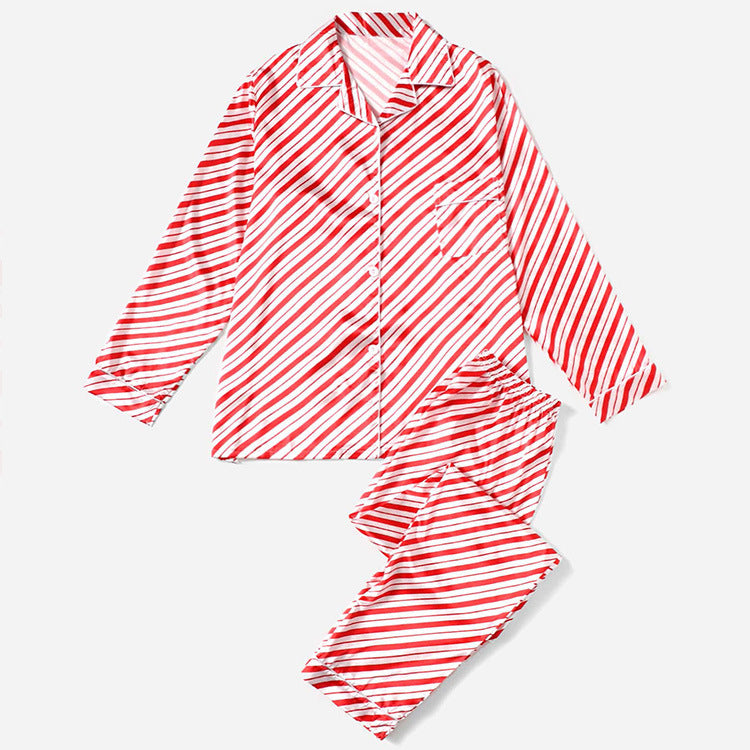 Christmas Family Parent-child Striped Pajamas Housewear Suit - Mubimart -  