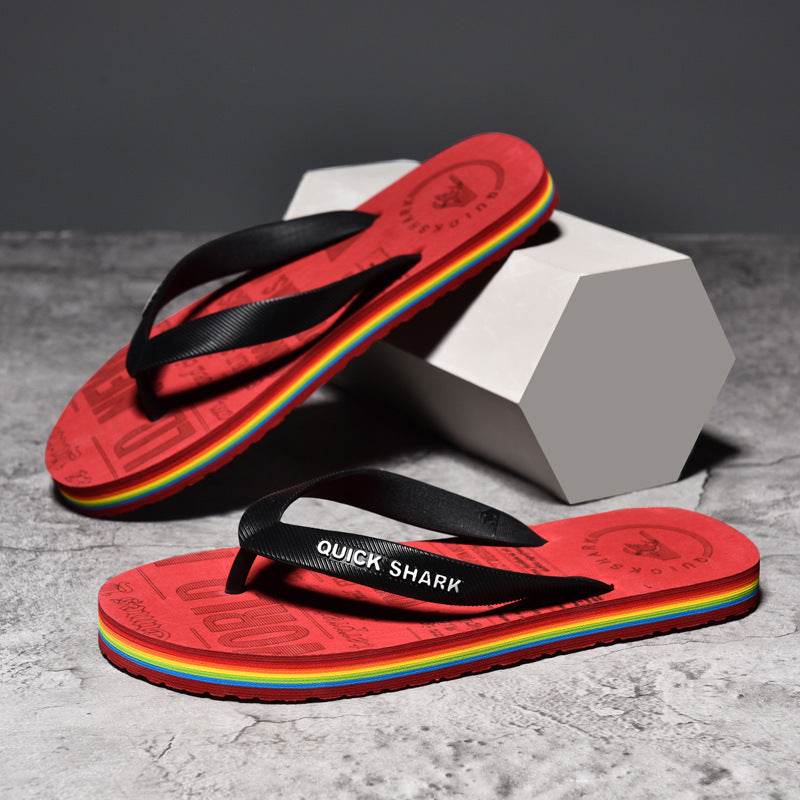 Flip Flops Men's Non-slip Flip-flop Beach Slippers - Mubimart