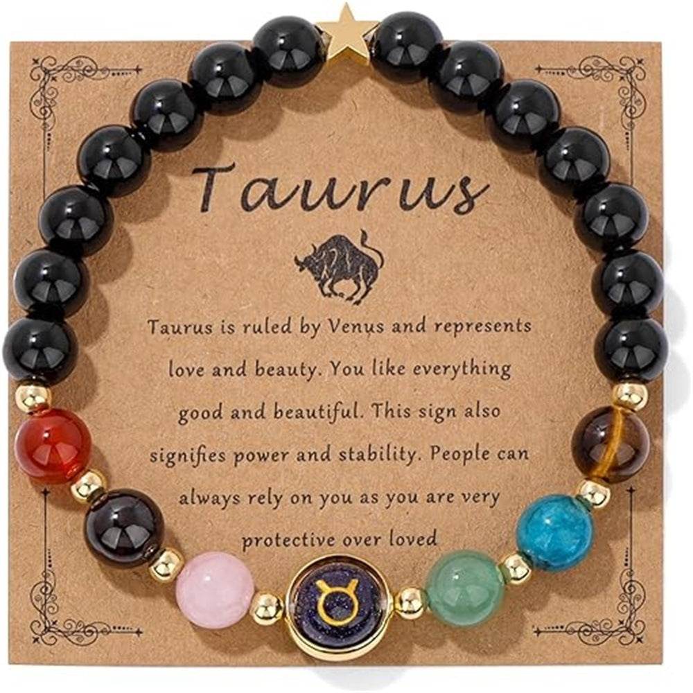 12 Constellation Beaded Bracelet Men And Women Natural Stone - Mubimart