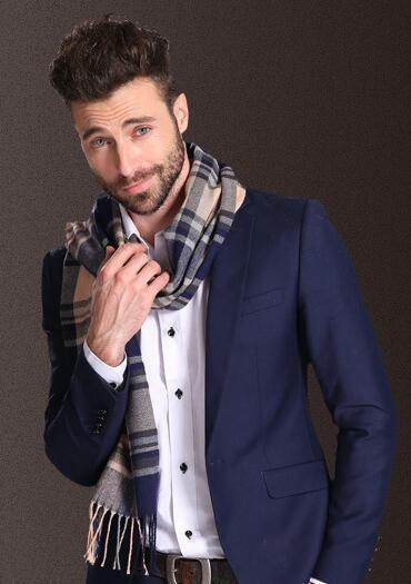 New Europe Fashion Shawl Scarves Men Winter Warm Tartan - Mubimart