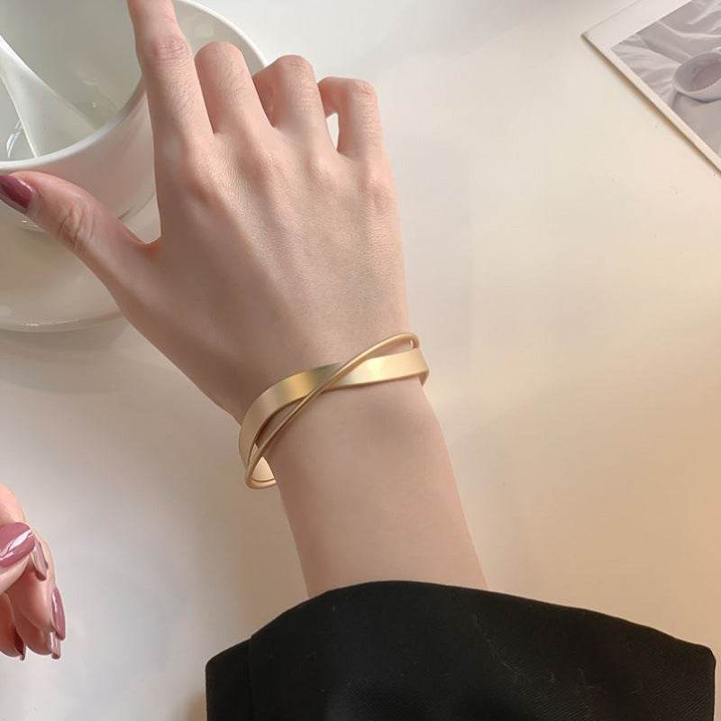 Geometric Cross Bangle Bracelet - Mubimart