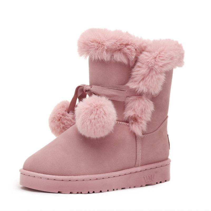 Winter New Snow Boots Women's Mid-calf Flip Ball - Mubimart