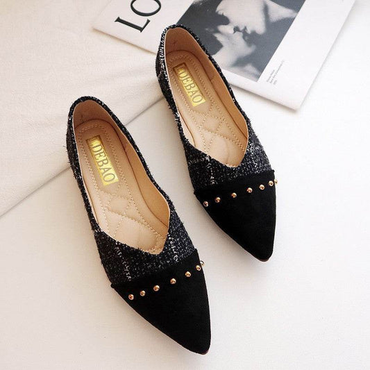 Women's All-match Pointed Toe Pumps Flat Shoes - Mubimart