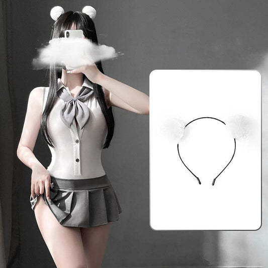 Lingerie Preppy Backless Bodysuit Set - Mubimart