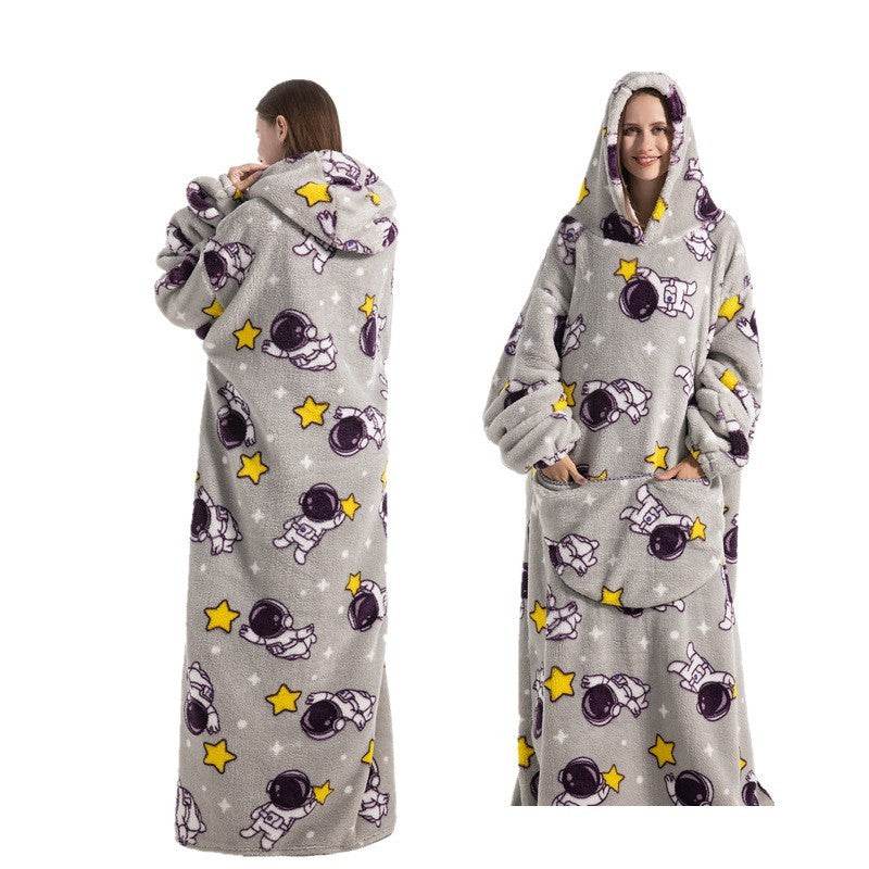 New Plus-sized Widened Homewear Lazy Blanket Warm Nightgown - Mubimart