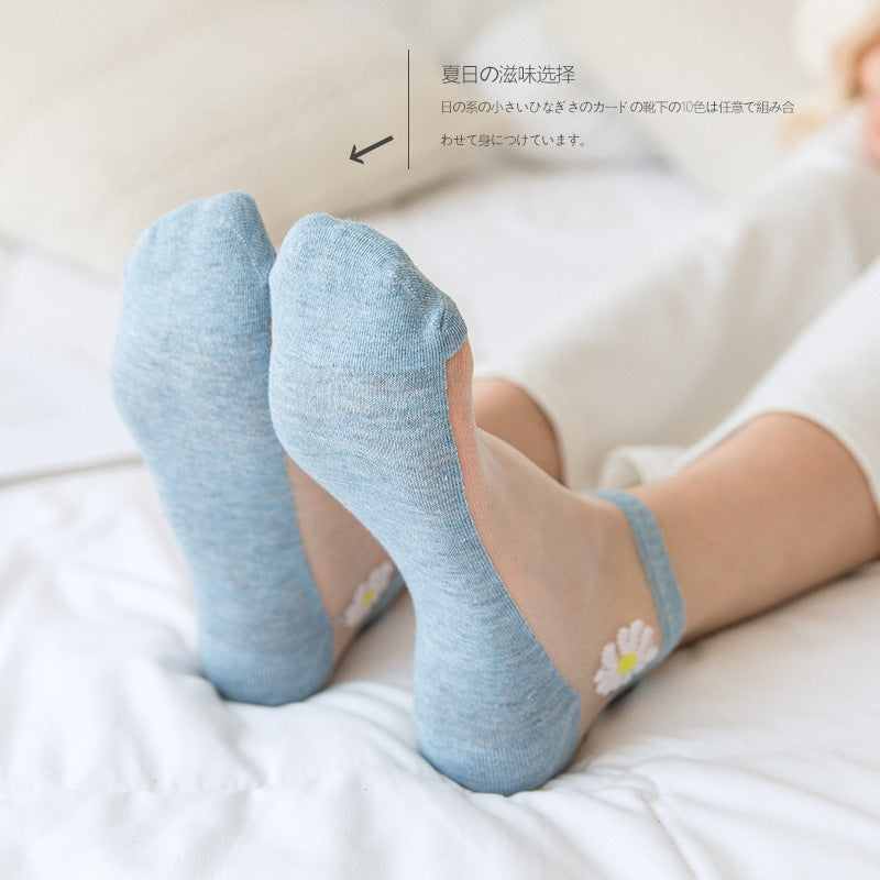 Women's Low-cut Liners Transparent Spun Glass Thin Socks - Mubimart -  