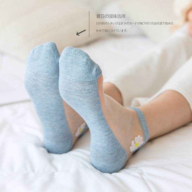 Women's Low-cut Liners Transparent Spun Glass Thin Socks - Mubimart