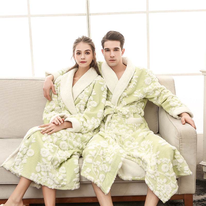 Thicken And Lengthen Plus Size Flannel Nightgown - Mubimart