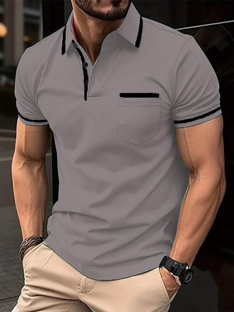 Summer Polo Shirt Button Pocket Men's Sports Polo Shirt