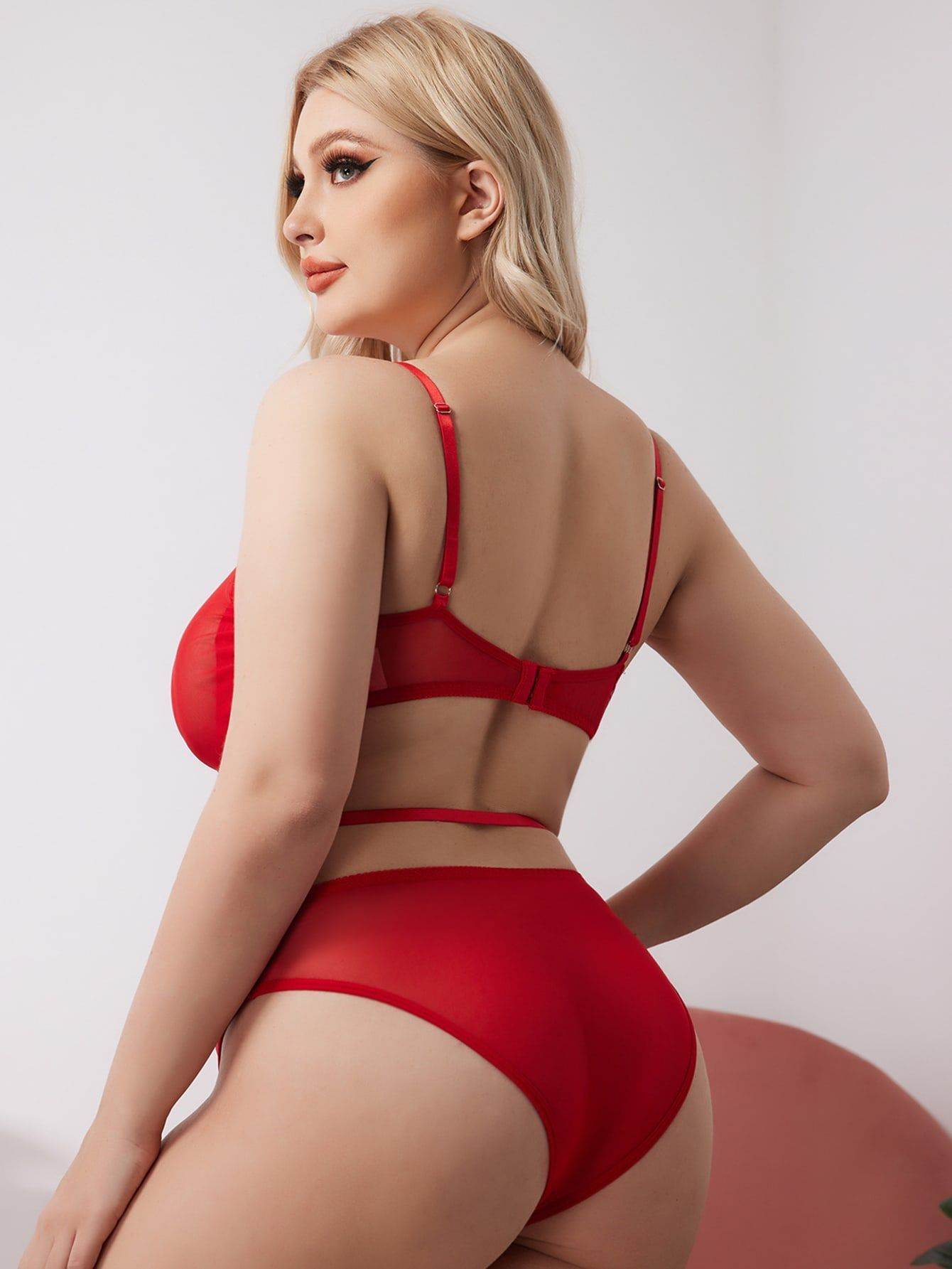 Three Point Underwear And Garter Belt Hollow Perspective Suit - Mubimart