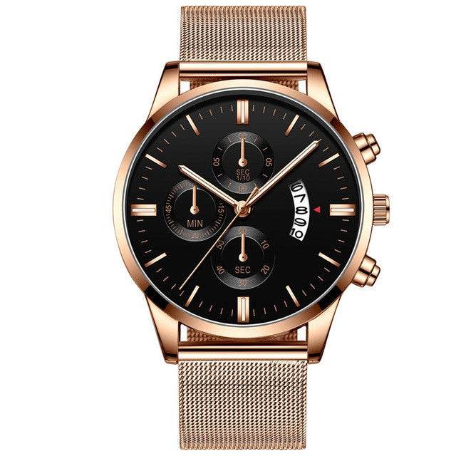 Mens Business Luxury Watches For Men Mesh Band Quartz Watch - Mubimart