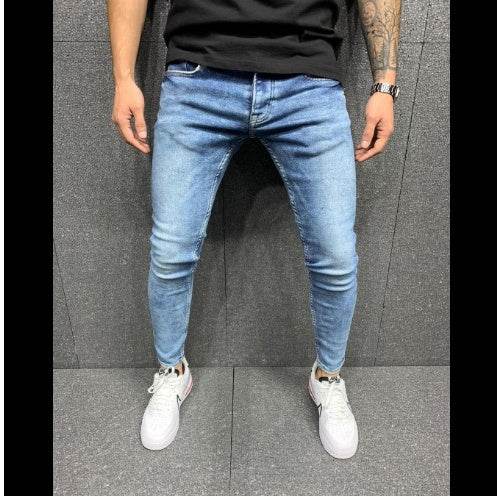 Fashion Light Blue Ripped Slim Fit Jeans - Mubimart