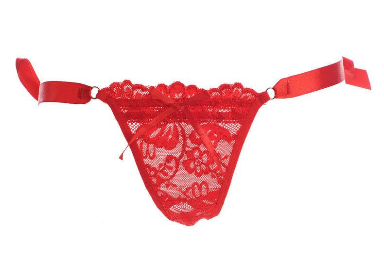 Ladies Knit Lace-up Thong Underwear Thong - Mubimart