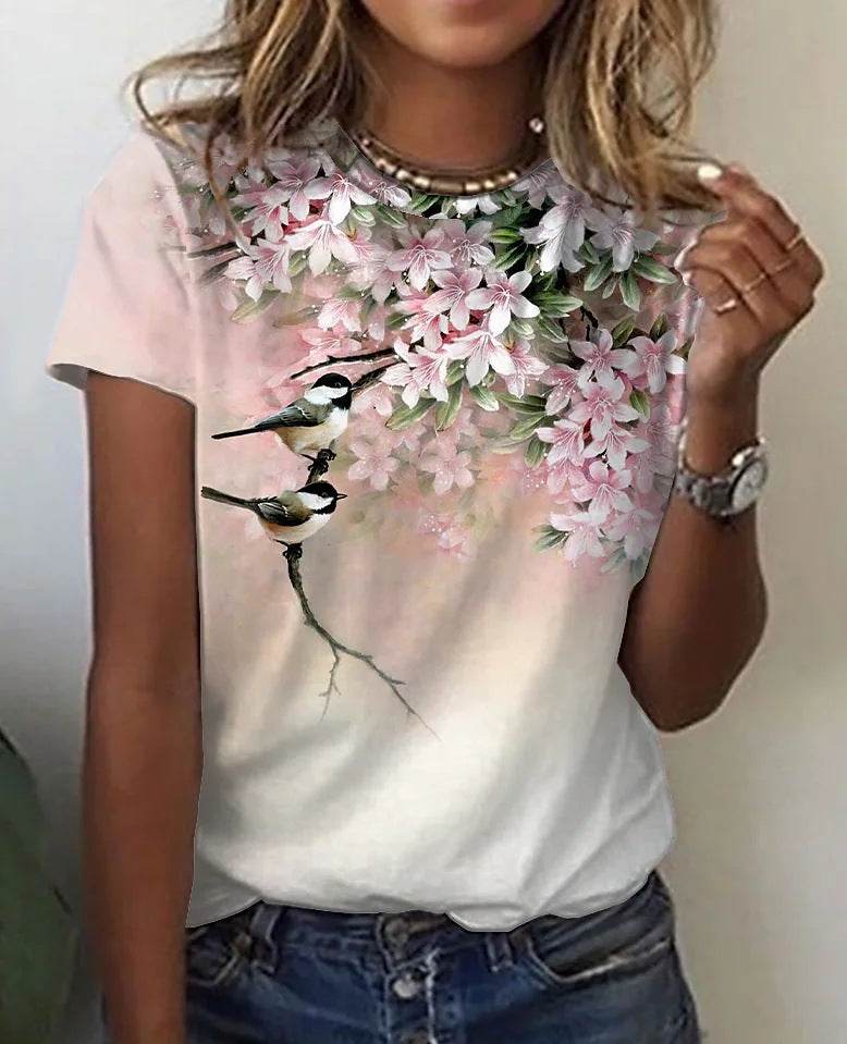 Printed Casual T-shirt For Women - Mubimart