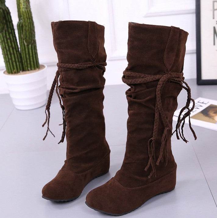 Women's Fashion Casual Tall Rubber-soled Martin Boots - Mubimart