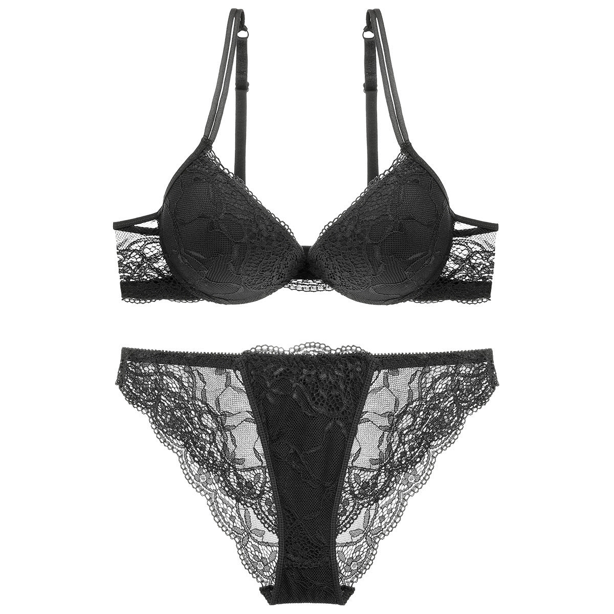 Young Women's Lace Push Up Bra Set - Mubimart -  