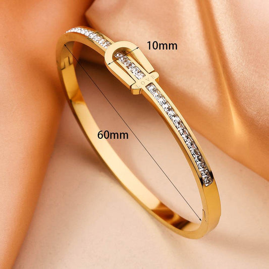 Gold Plating Exquisite Stainless Steel Bracelet Fashion Bracelet & Bangles For Women Lady Jewelry Charm Valentine's Gift - Mubimart