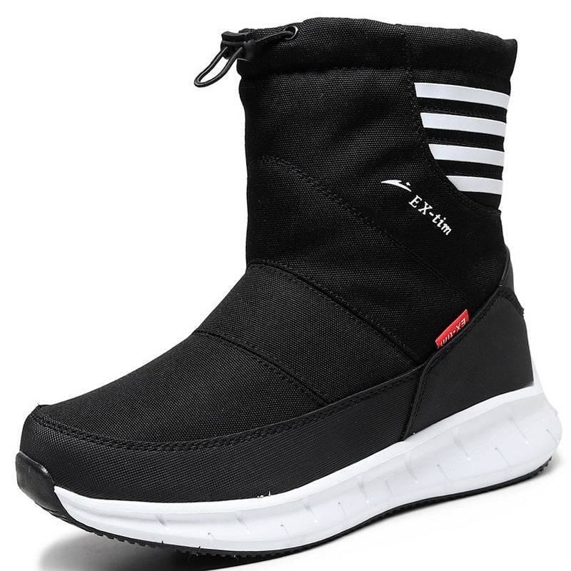 Men's Waterproof Snow Boots Short Ski Boots Fleece-lined Hiking Shoes - Mubimart